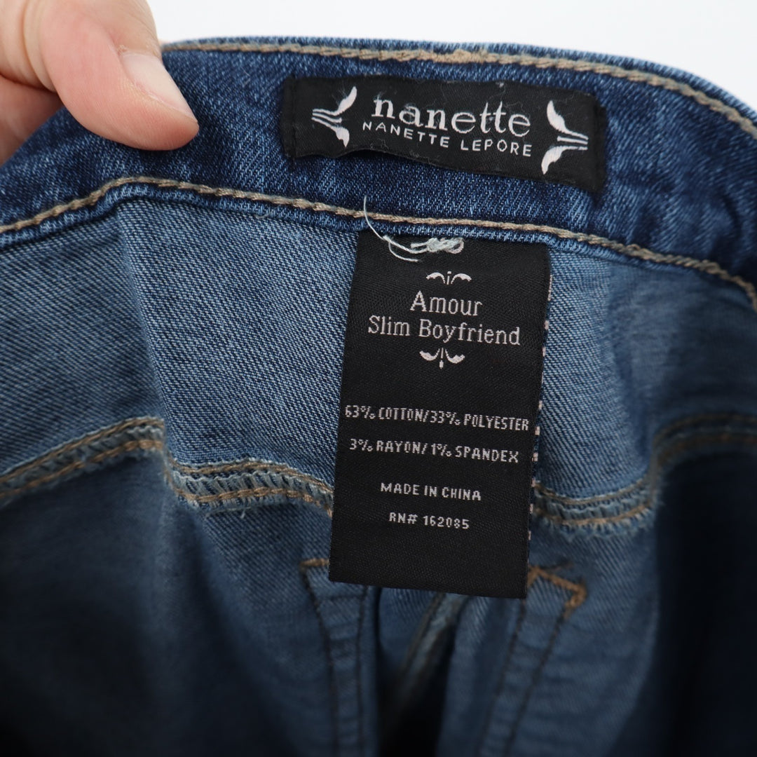 Nanette Lepore Amour Slim Boyfriend Jeans Women's W32 Blue Denim Cotton Stretch