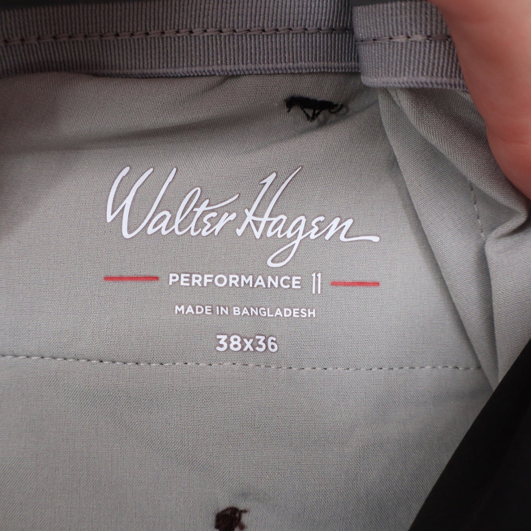 Walter Hagen P11 Performance Pants Mens 38x36 Black Golf Trousers