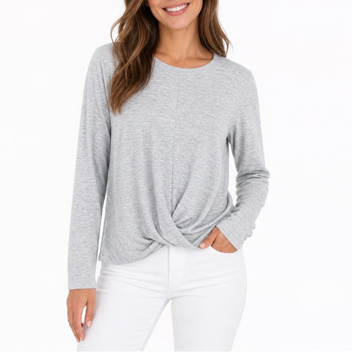 Old Navy Active Breathe On Twist Front Long Sleeve Top Gray Heather Large L