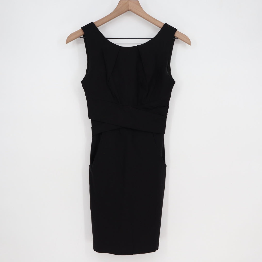 Teeze Me Sheath Dress Womens 1 Black Pockets Sleeveless Round Neck Back Zip