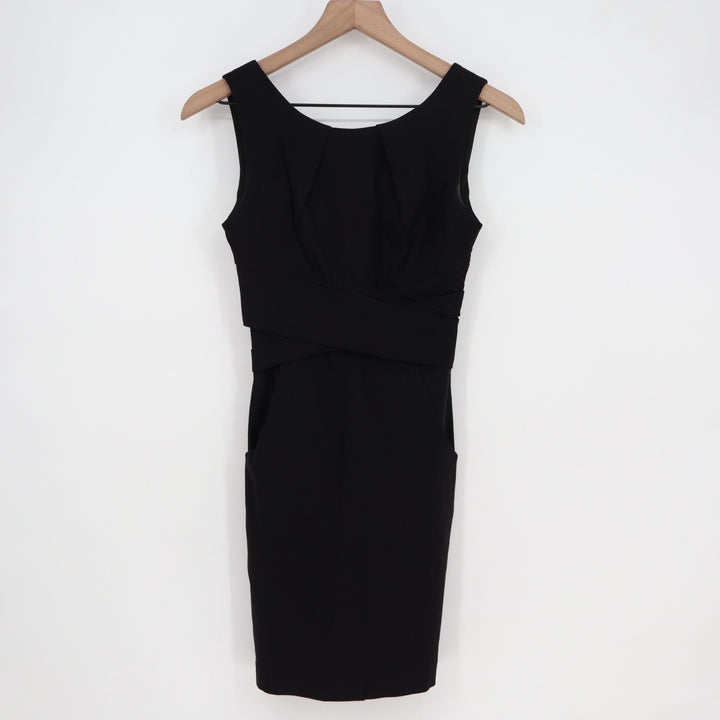 Teeze Me Sheath Dress Womens 1 Black Pockets Sleeveless Round Neck Back Zip