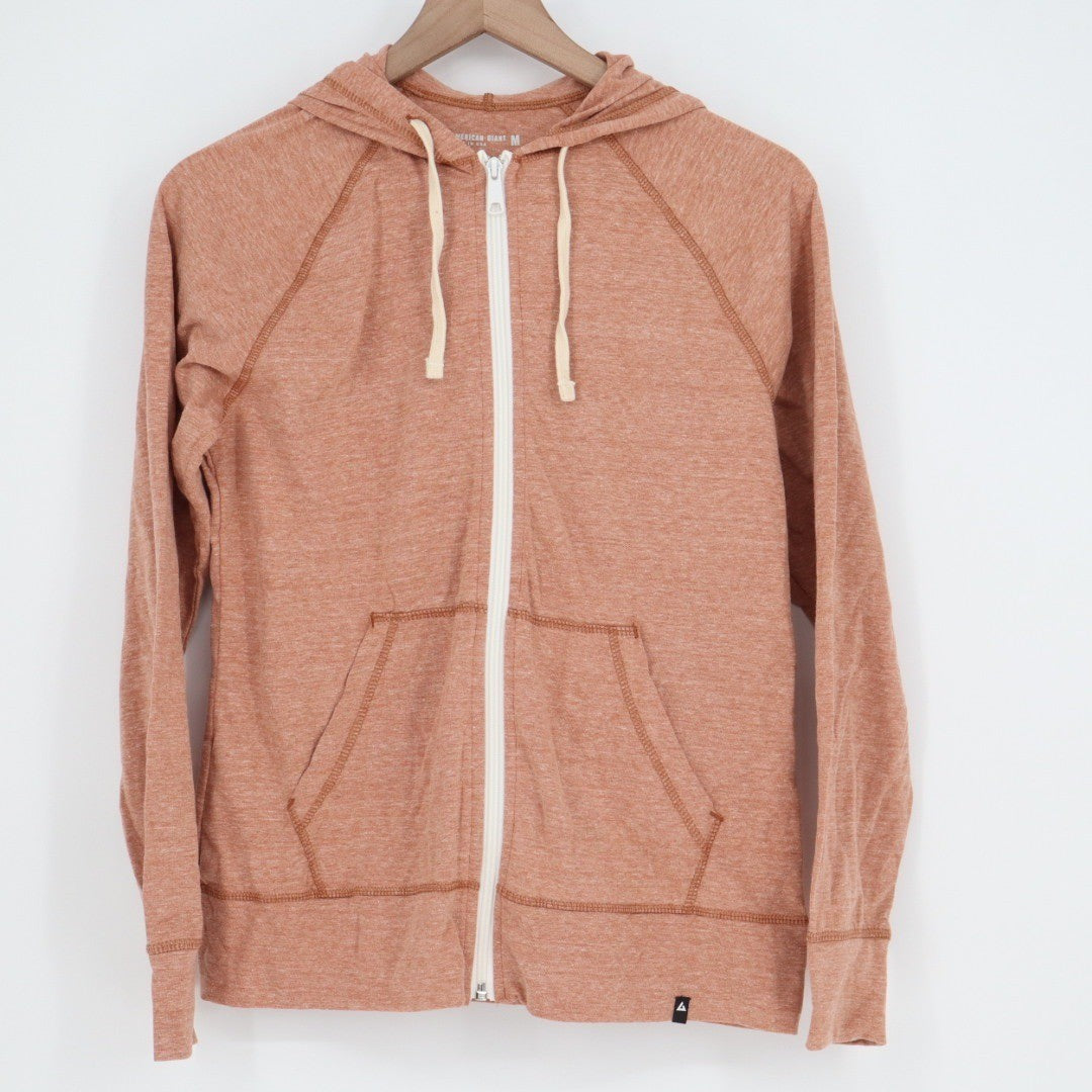 American Giant Women's Lightweight Full Zip Canyon Clay Heather Made In USA