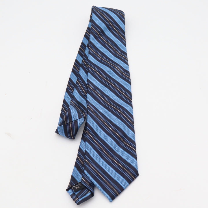 Jos A Bank Signature Collection Blue Striped Silk Cotton Tie Made in Italy