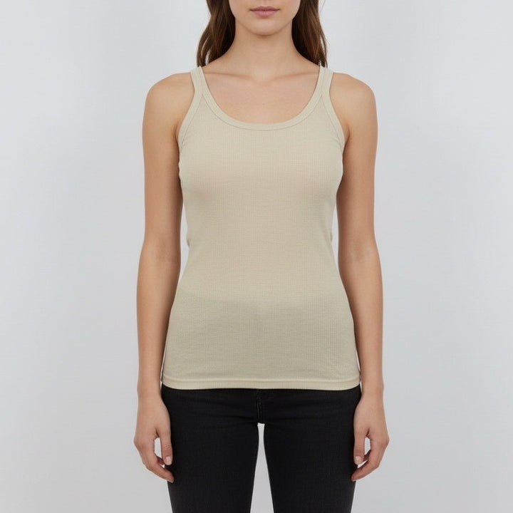 ZOA Ribbed Tank Top Cream M Basic Layering Essential