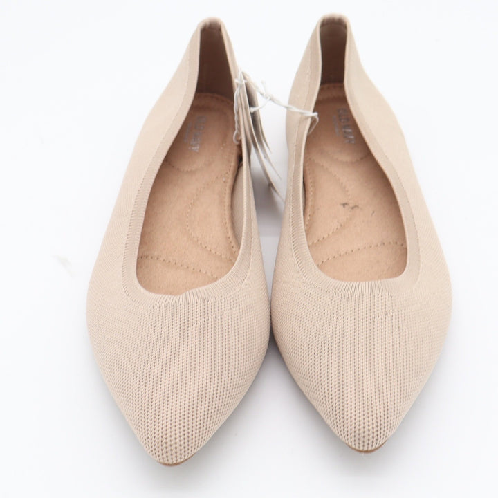 Old Navy Womens Pointed Toe Knit Ballet Flats Tan Beige Washable Size 9 NEW