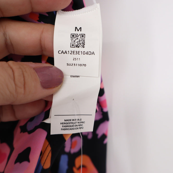 Cupshe Womens Neon Leopard Print One Piece Swimsuit Multicolor V-Neck Medium NEW