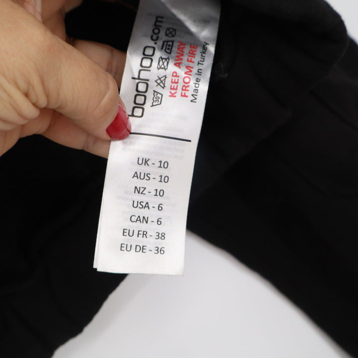 Boohoo Womens Black Cropped Cargo Hoodie Sweatshirt Size 6 Cotton Official
