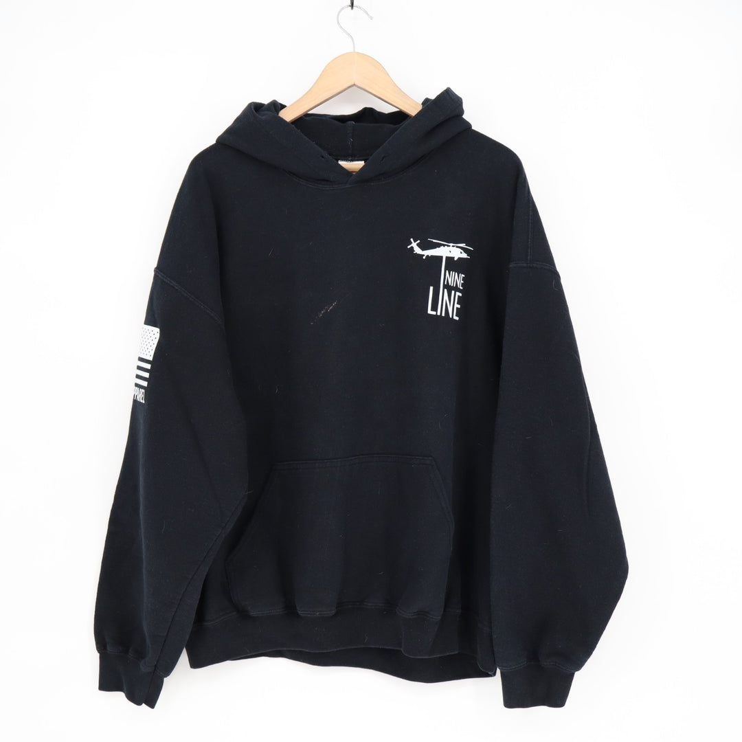 Nine Line Apparel Hoodie Mens XL Black Cotton Graphic Print Kangaroo Pocket