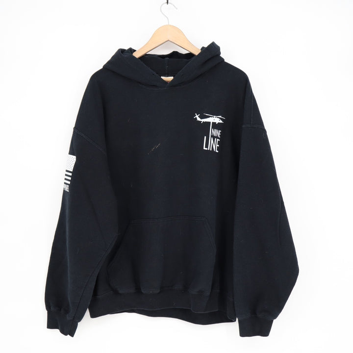Nine Line Apparel Hoodie Mens XL Black Cotton Graphic Print Kangaroo Pocket
