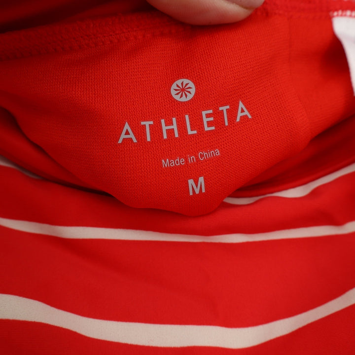 Athleta Red White Striped Swim Skort Built-in Brief Medium