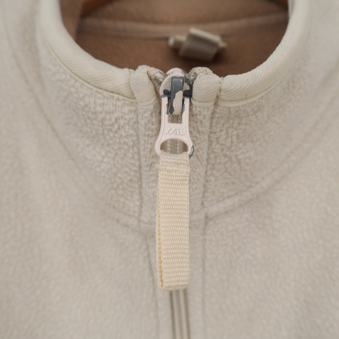 Merona Womens Full Zip Fleece Jacket Cream Off-White Mock Neck Size L
