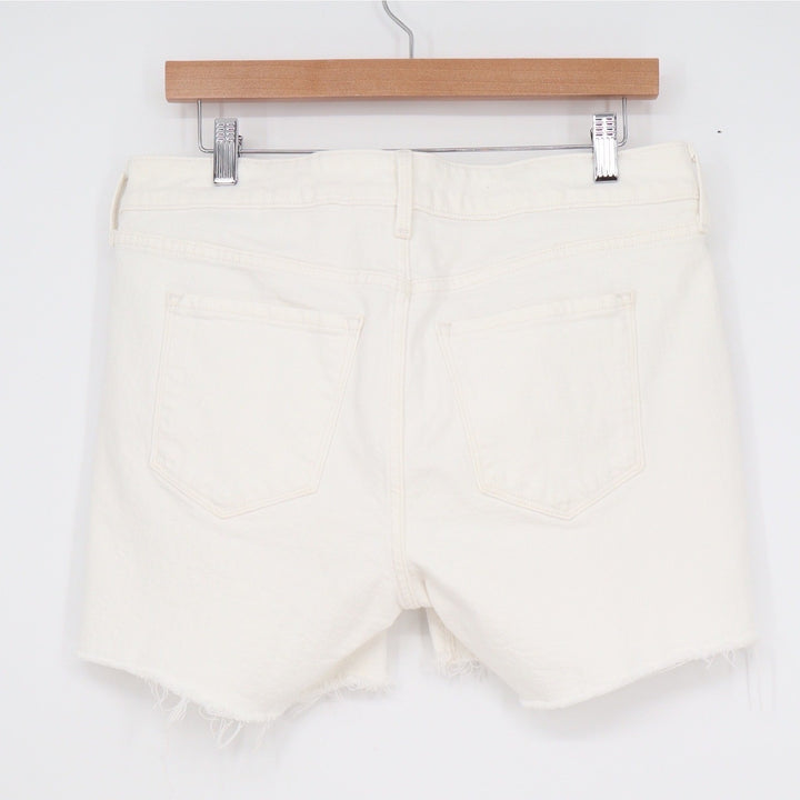 Old Navy Womens Mid-Rise Denim Cut-Off Shorts Cream Off-White Size 8 Raw Hem