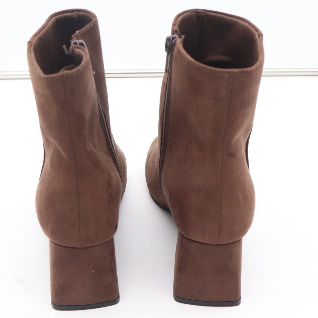 Old Navy Mod Bootie Brown Faux Suede Square Toe Block Heel Ankle Boots 8