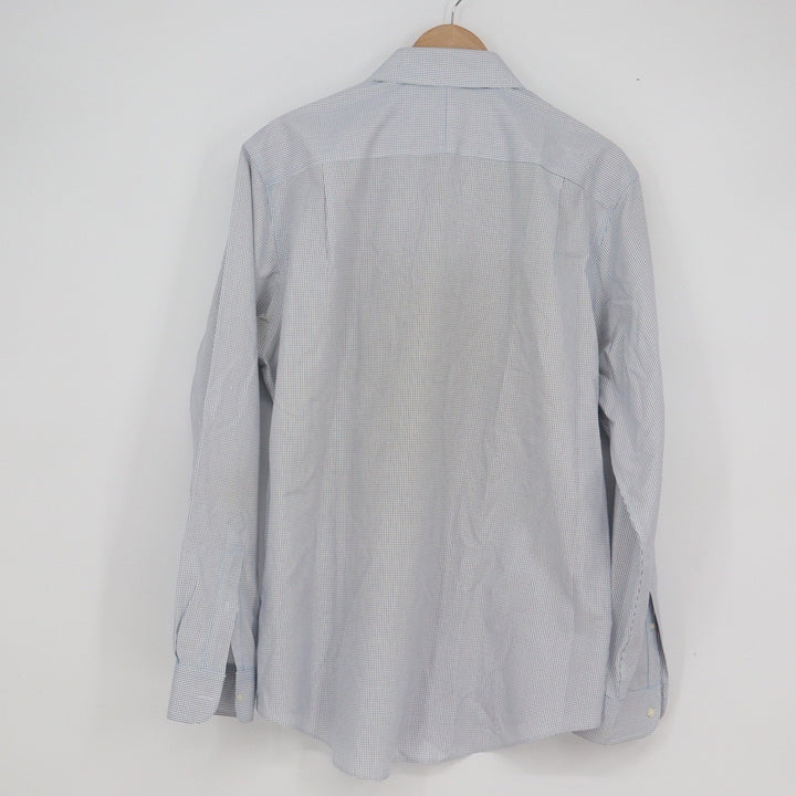 Jos. A. Bank Travelers Collection Slim Fit Blue Check Dress Shirt 16.5 35 Cotton