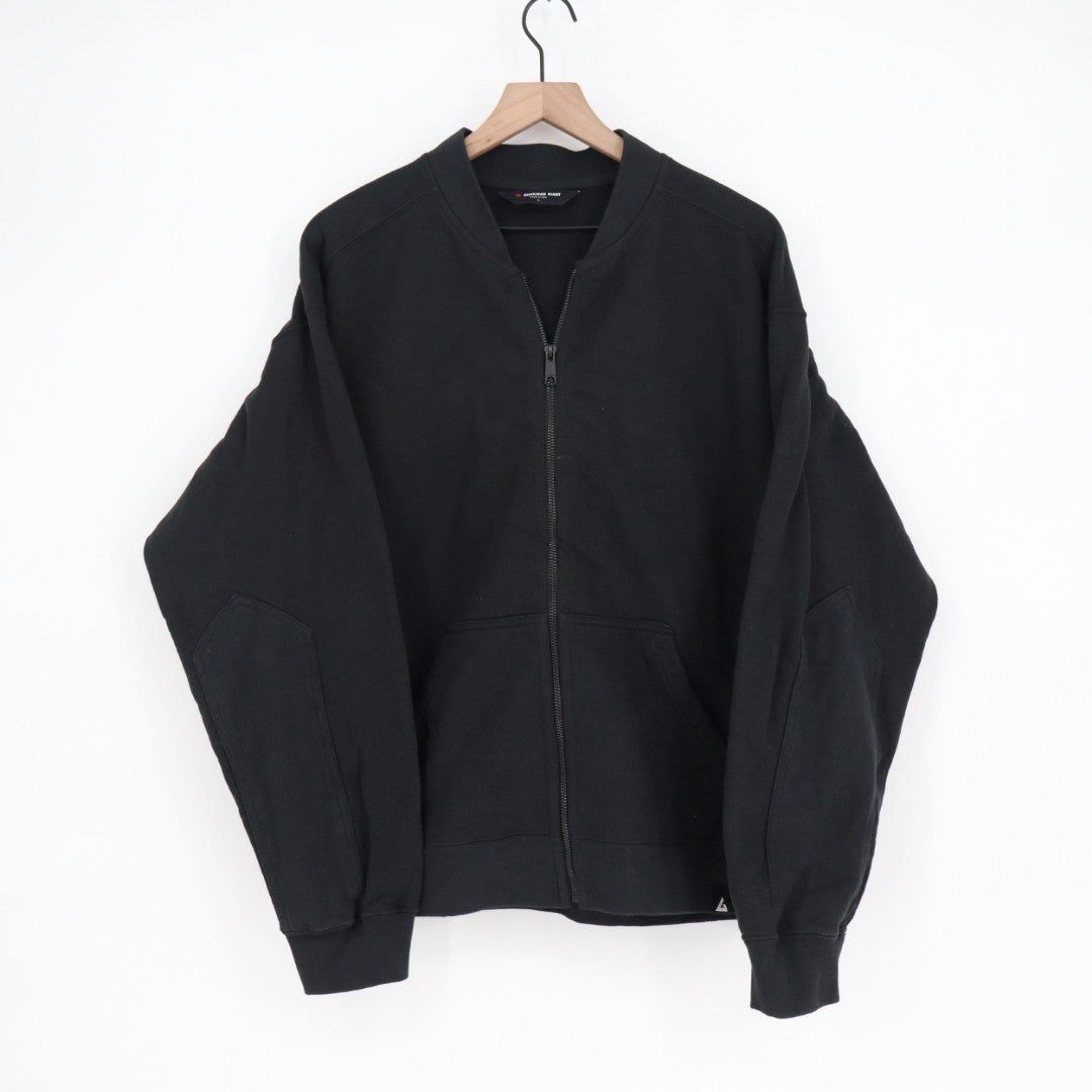 American Giant Fleece Bomber Jacket Mens Large Black Cotton Full Zip Relaxed Fit