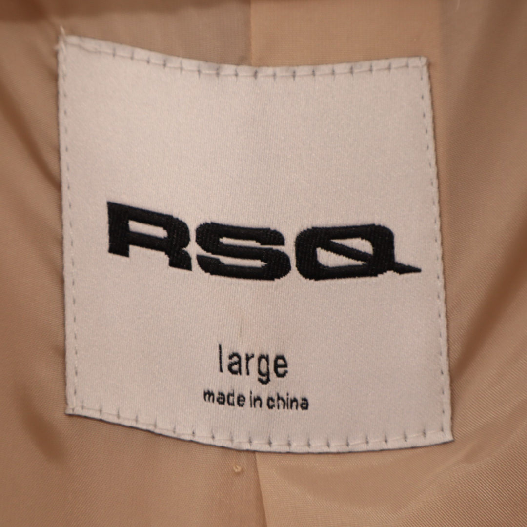 RSQ Faux Fur Jacket Womens Large Beige Lined Shawl Collar Snap Front Winter