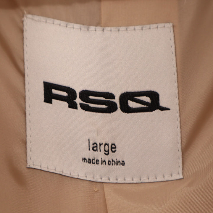 RSQ Faux Fur Jacket Womens Large Beige Lined Shawl Collar Snap Front Winter