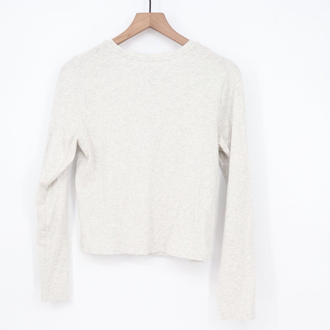 Old Navy Bestee Womens Large L Heathered Oatmeal Long Sleeve Crewneck Tee Shirt