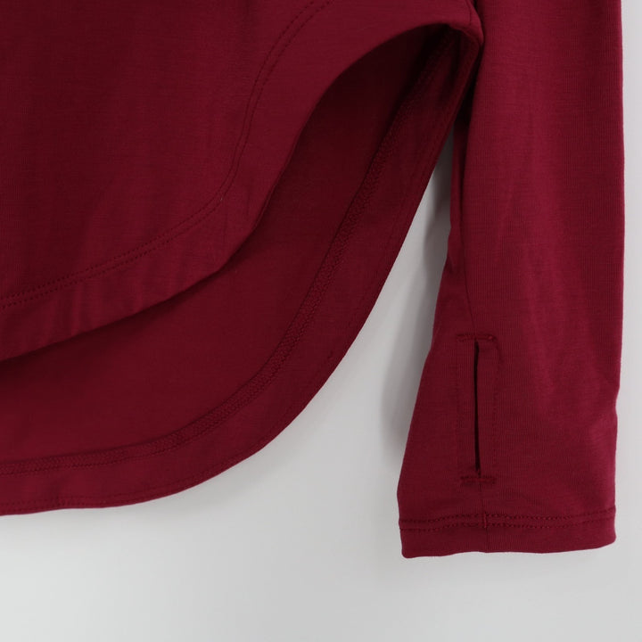 Halara T-Shirt Womens Size M Red One Shoulder Long Sleeve Thumb Hole Curved Hem