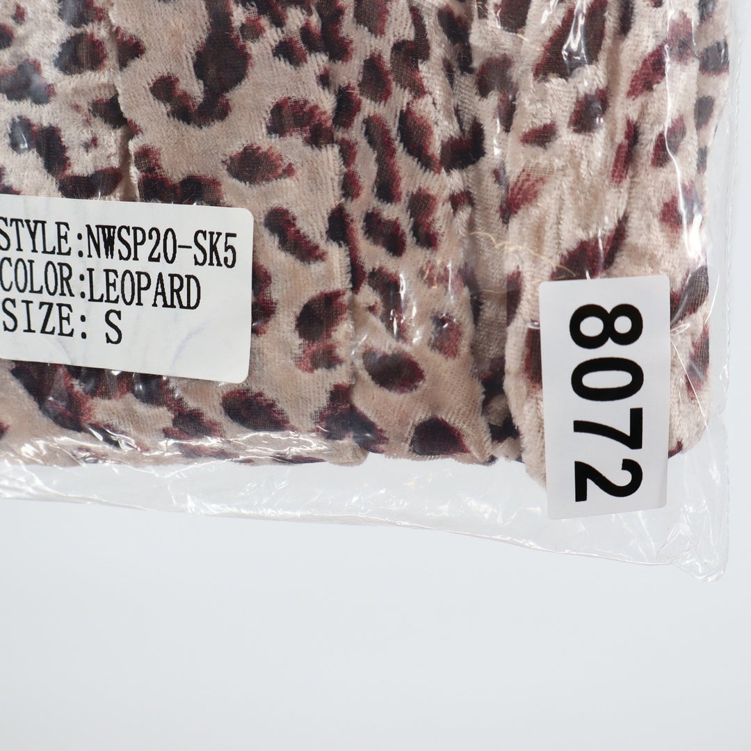 Naked Wardrobe Leopard Print Ruffle Mini Skirt Small Tan Brown