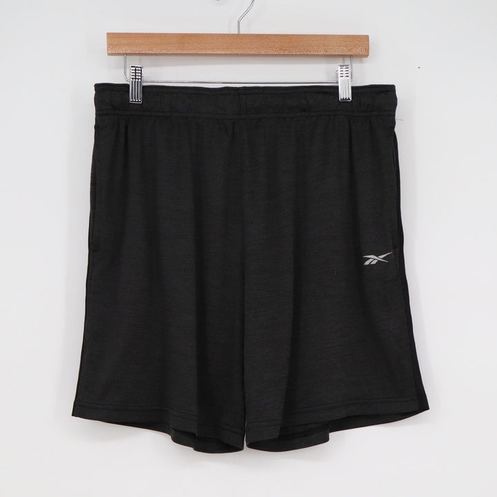 Reebok Mens Speedwick Athletic Shorts Black Heather Gym Training Size L 7 Inseam