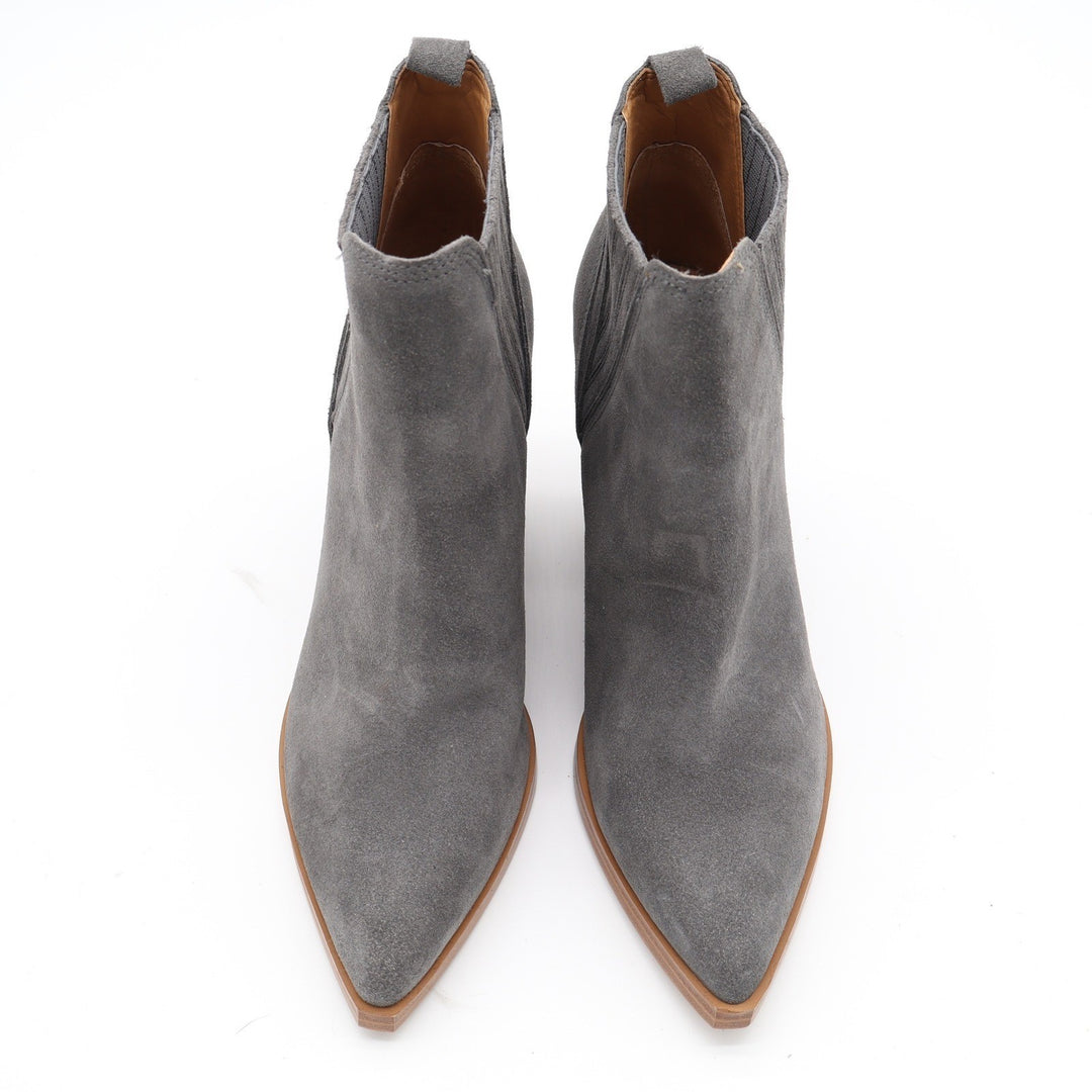 Marc Fisher Gadri Grey Suede Pointed Toe Block Heel Western Ankle Boots 6.5M