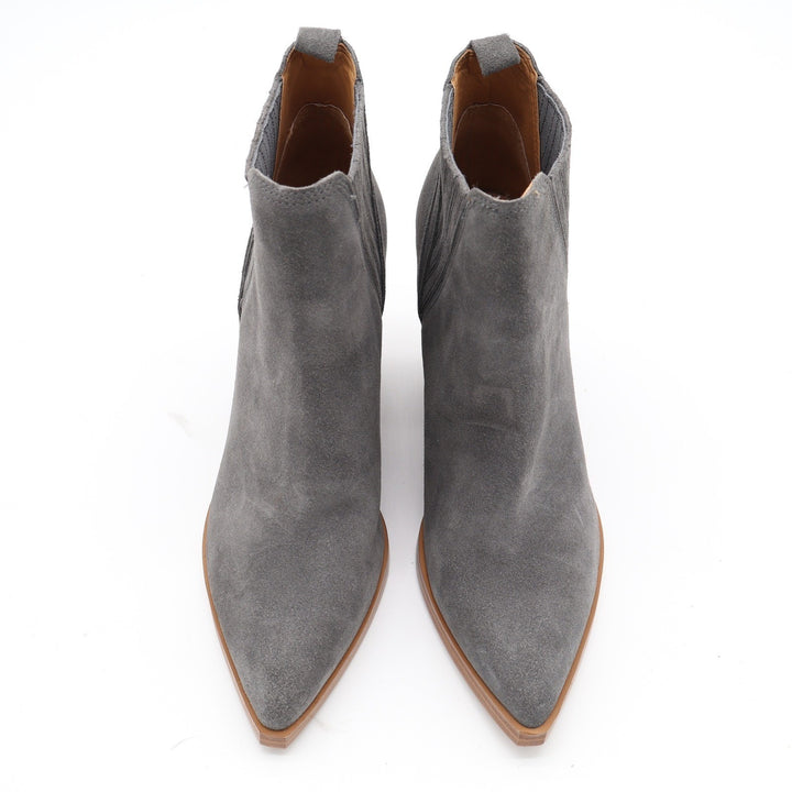 Marc Fisher Gadri Grey Suede Pointed Toe Block Heel Western Ankle Boots 6.5M