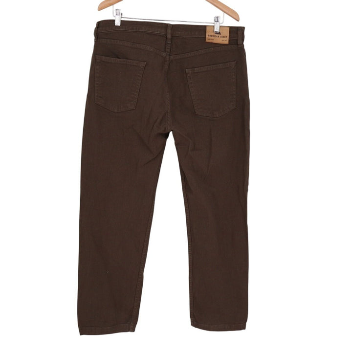 American Giant Roughneck Straight Pants Mens 36X30 Brown Canvas Preppy Stretch