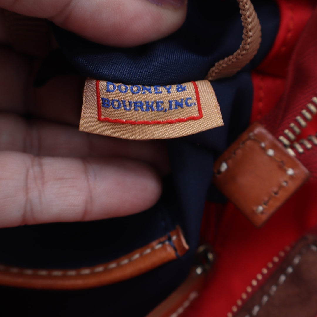 Dooney & Bourke Red Nylon Wayfarer Tote Crossbody Bag Tan Leather Trim