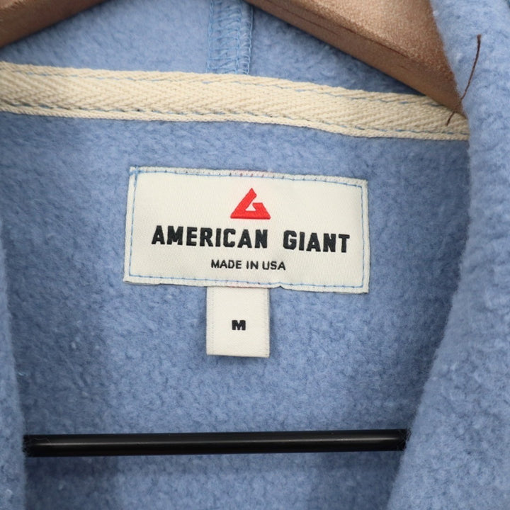 American Giant Midweight Hoodie Womens Medium Infinity Blue Logo Fleece Lined