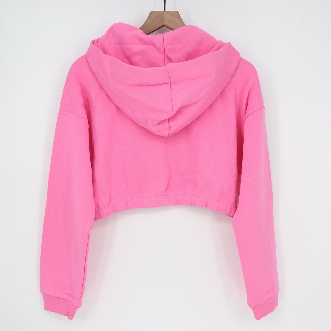 Naked Wardrobe Pink Cropped Hoodie Sweatshirt Large L
