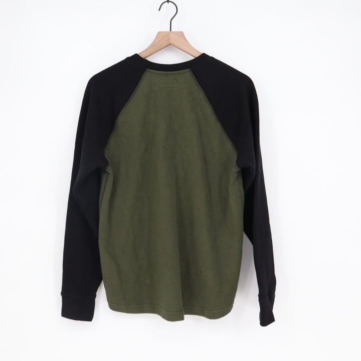 American Giant French Rib T-Shirt Mens Medium Deep Olive Black Cotton Colorblock