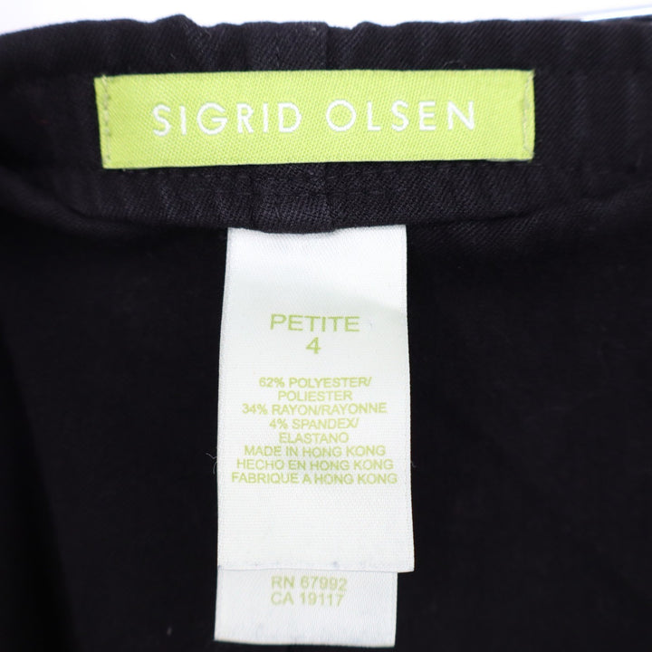 Sigrid Olsen Pants Womens 4 Petite Black Stretch Pleated Tapered Leg Side Zip