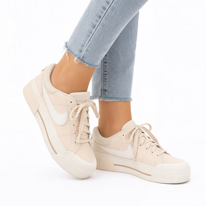 Nike Court Legacy Lift Womens 9 Sanddrift White Platform Sneakers