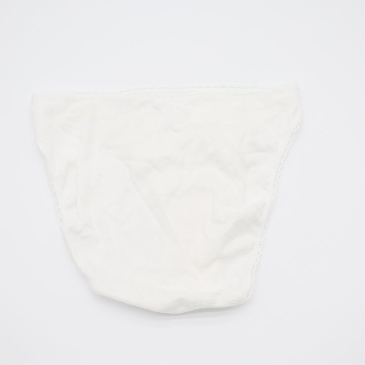 Charter Club Intimates Panties Womens Large White Cotton Lace Trim High Cut