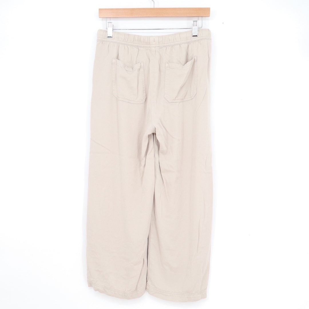 Splendid Womens Beige Wide Leg Cropped Drawstring Elastic Waist Pants Small