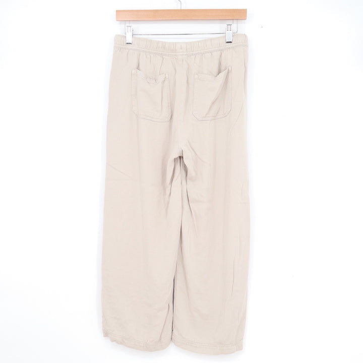 Splendid Womens Beige Wide Leg Cropped Drawstring Elastic Waist Pants Small