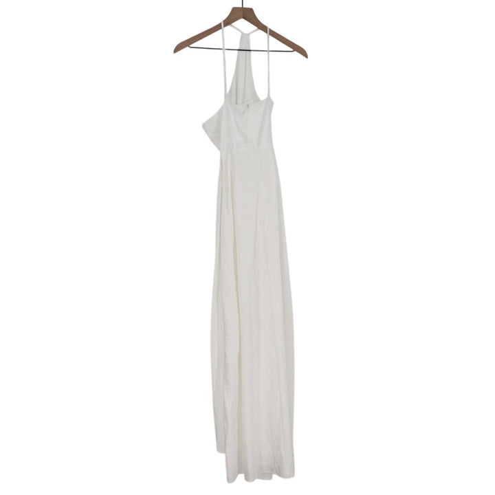 Lulus Midi Dress Womens XS White Pleated Back Zip Side Slit Spaghetti Strap