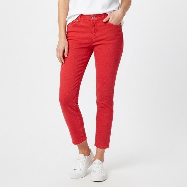 Chicos So Slimming Red Ankle Crop Jeans Pants Size 4