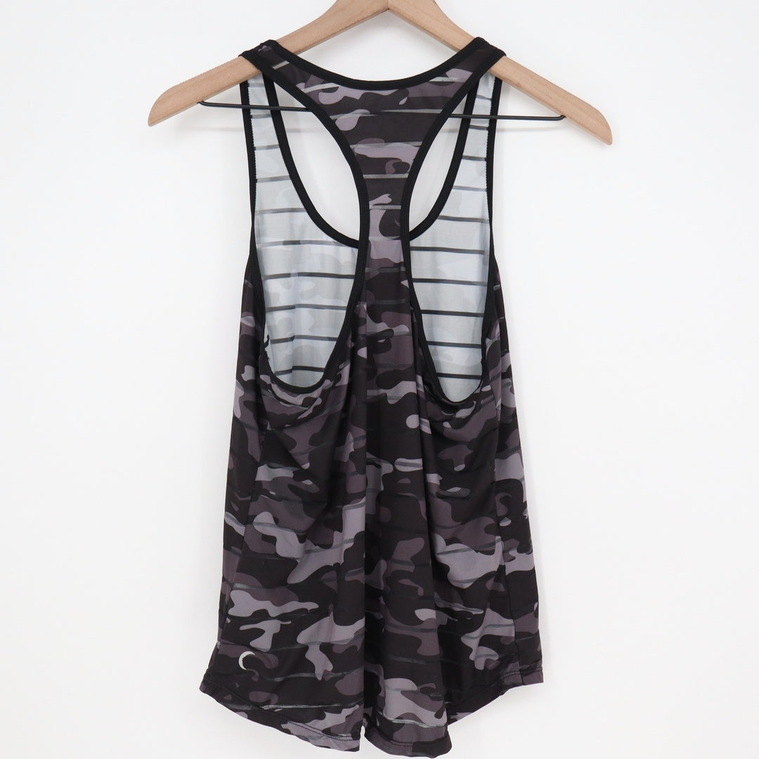 Zyia Tank Women M Gray Camo Striped Racerback Activewear Excellent