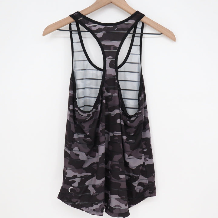 Zyia Tank Women M Gray Camo Striped Racerback Activewear Excellent