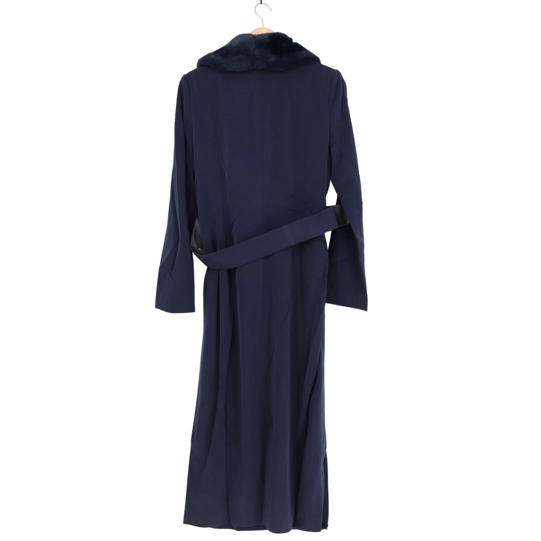 Naked Wardrobe The Statement Trench Coat Womens Large Navy Long Sleeve Belted