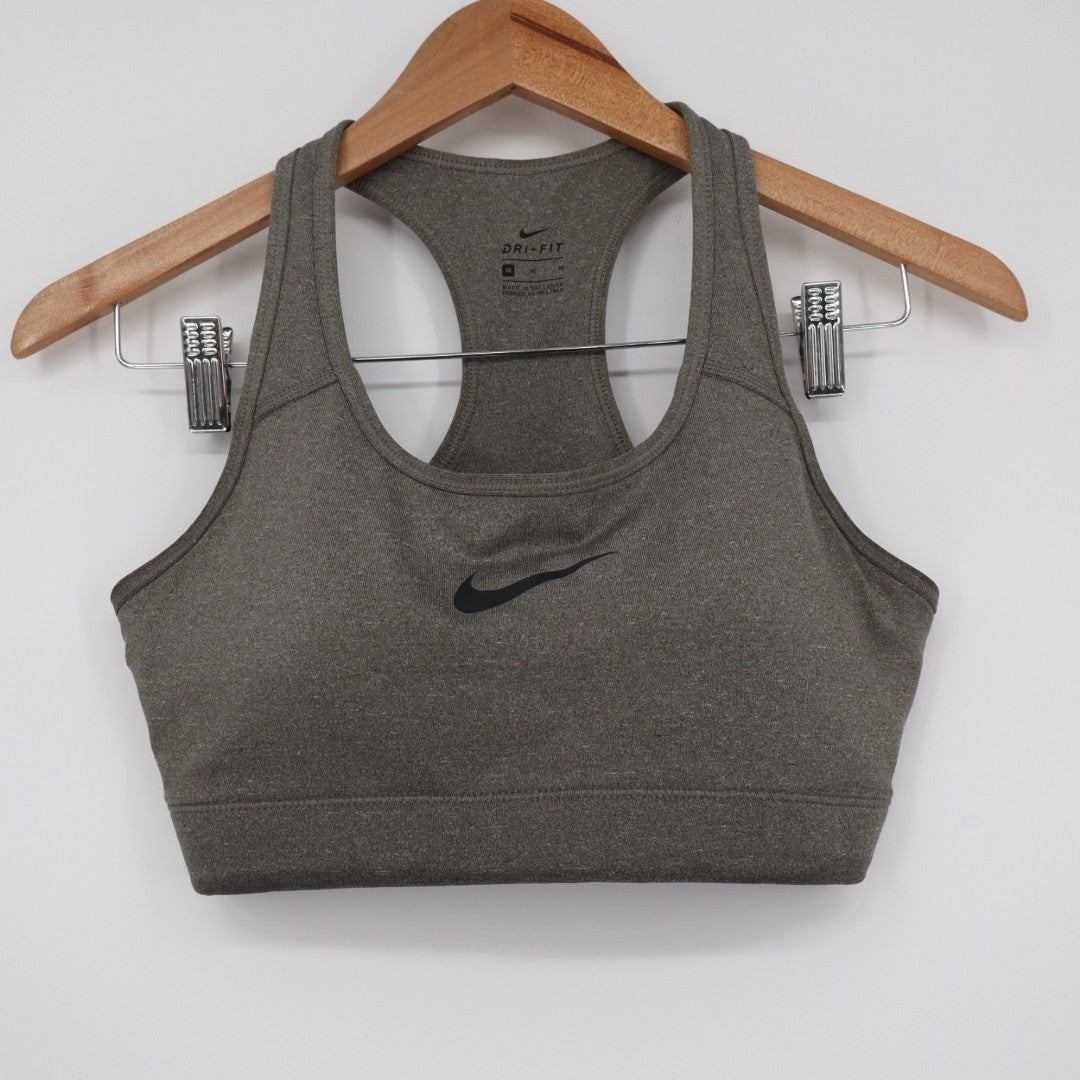 Nike Dri-Fit Sports Bra Womens Medium Heather Gray Racerback Yoga Active Wear