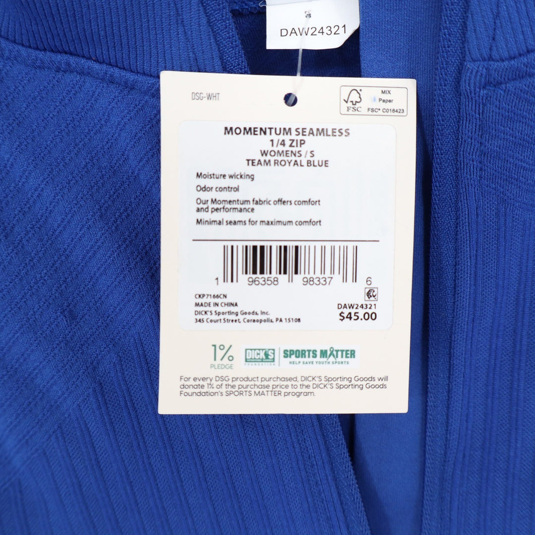 DSG Womens Momentum Seamless 1/4 Zip Pullover Team Royal Blue Size S