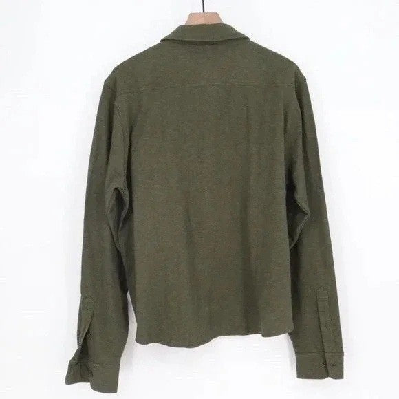 American Giant Premium Slub Shirt Mens L Olive Green Cotton Back Yoke Button Up