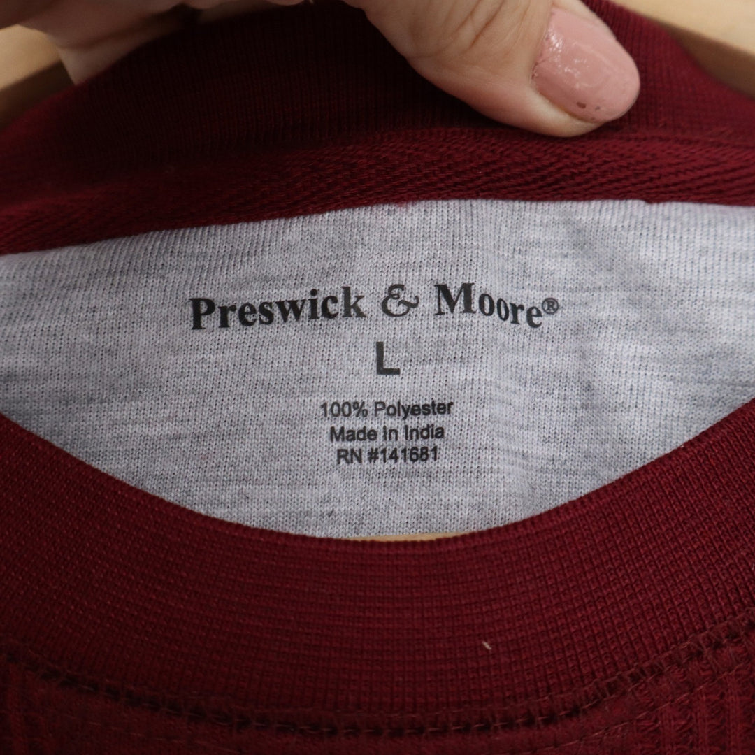 Preswick & Moore Mens Thermal Sleep Shirt Garnet Red Waffle Knit L New