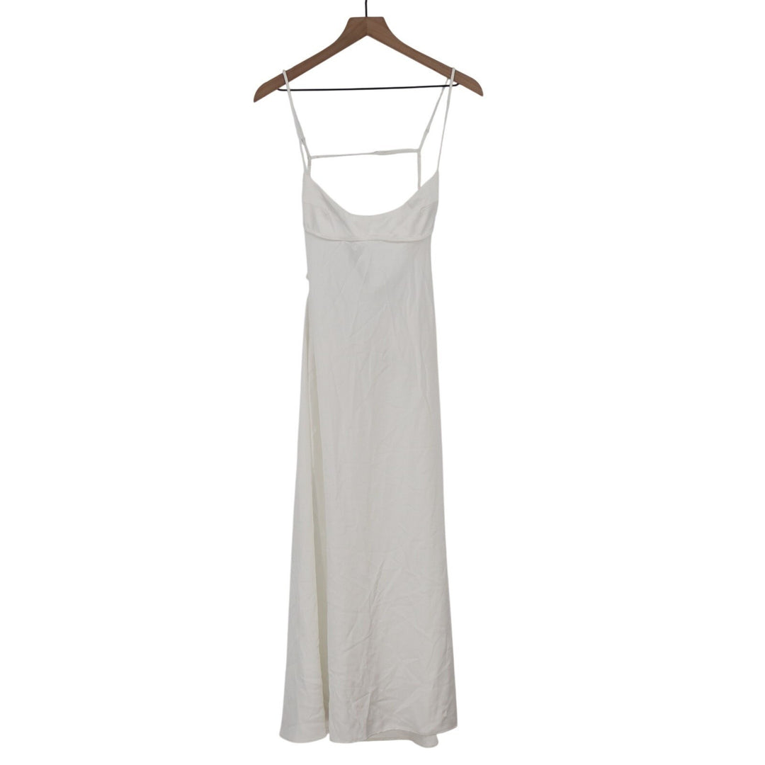 Zara Maxi Dress Womens Small White Sleeveless Cut-Out Back Spaghetti Straps