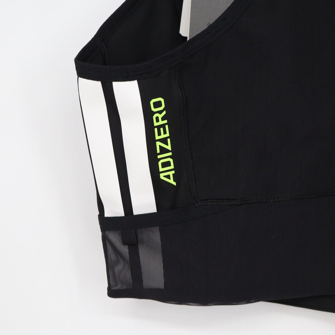 Adidas Adizero Running Carrera Crop Top Womens Large Black Quarter Zip Tank