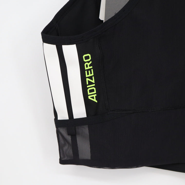 Adidas Adizero Running Carrera Crop Top Womens Large Black Quarter Zip Tank