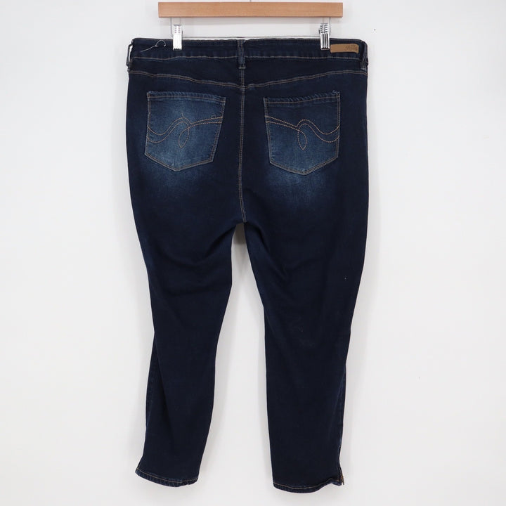 Royalty for Me Womens 14W Dark Wash Skinny Ankle Zip Jeans High Rise Denim